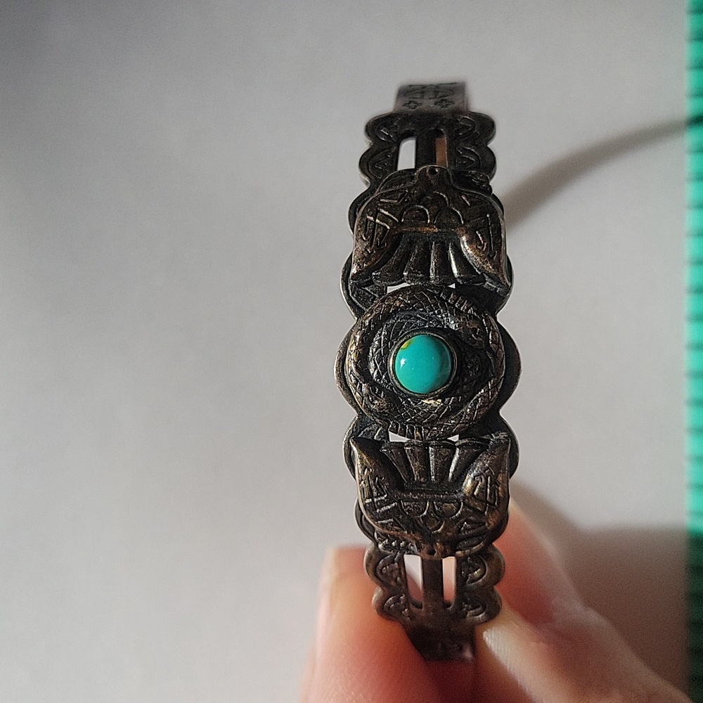 Vintage Navajo Frank Harvey Era Turquoise Thunderbird Cuff